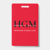 Zakelijk modern zwart rood monogram logo foto badge (Voorzijde)
