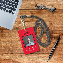 Zakelijk modern zwart rood monogram logo foto badge