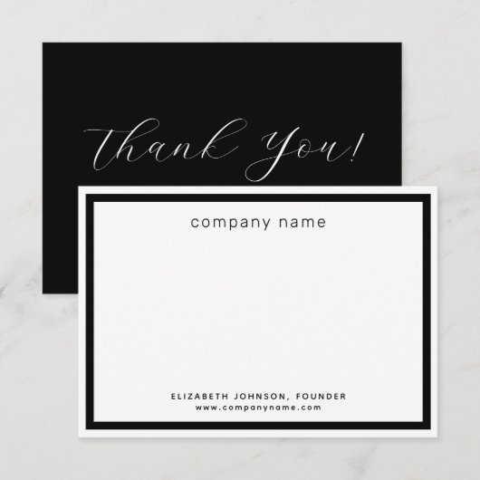 Zakelijk Modern Zwart Wit Bedankkaart (Voorkant / Achterkant)