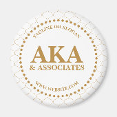 Zakelijk Monogram Logo Wit Goud Trellis Magneet (Voorkant)