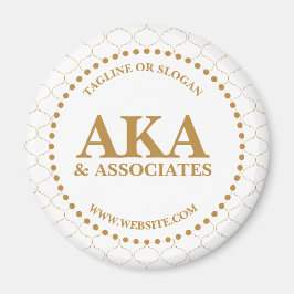 Zakelijk Monogram Logo Wit Goud Trellis Magneet