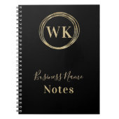 Zakelijk Monogram Logo Zwart Goud Notitieboek (Voorkant)