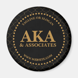 Zakelijk Monogram Logo Zwart Goud Trellis Magneet