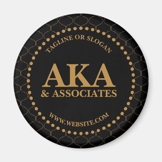 Zakelijk Monogram Logo Zwart Goud Trellis Magneet (Voorkant)