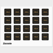 Zakelijk Monogram Logo Zwart Goud Trellis Vierkante Sticker (Vel)