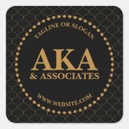 Zakelijk Monogram Logo Zwart Goud Trellis Vierkante Sticker