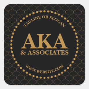 Zakelijk Monogram Logo Zwart Goud Trellis Vierkante Sticker