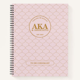 Zakelijk Monogram Roze Gouden Trellis Checklist Notitieboek