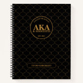 Zakelijk Monogram Zwart Goud Trellis Checklist Notitieboek (Voorkant)