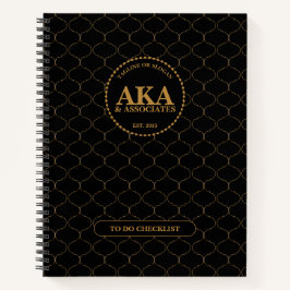 Zakelijk Monogram Zwart Goud Trellis Checklist Notitieboek