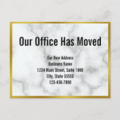 Zakelijk nep wit marmer Onze Kantoor is verhuisd Aankondigingskaart (Voorkant)