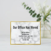 Zakelijk nep wit marmer Onze Kantoor is verhuisd Aankondigingskaart (Staand voorkant)