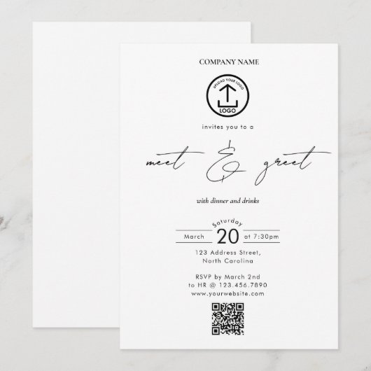 Zakelijk Netwerkdiner Evenement Logo Script Kaart (Voorkant / Achterkant)