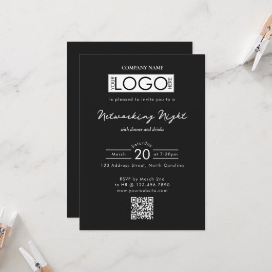 Zakelijk Netwerkgala Evenement Logo QR Code Kaart (Voorkant / Achterkant in situ)
