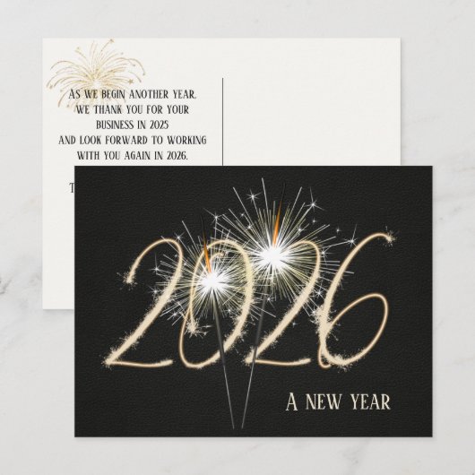 Zakelijk Nieuwjaar 2026 Party Sparklers Briefkaart (Voorkant / Achterkant)