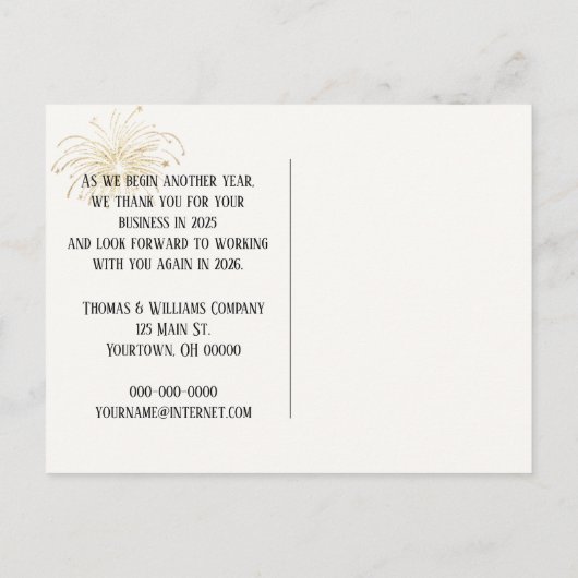 Zakelijk Nieuwjaar 2026 Party Sparklers Briefkaart (Achterkant)