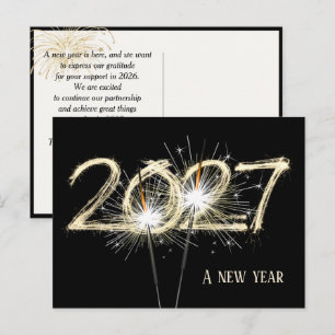 Zakelijk Nieuwjaar 2027 Vuurwerk Briefkaart