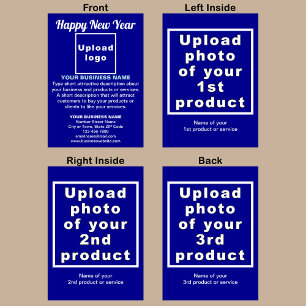 Zakelijk Nieuwjaar blauw gevouwen vakantie Kaart