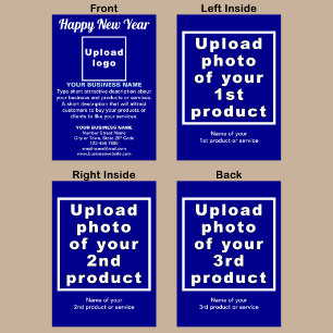 Zakelijk Nieuwjaar blauw gevouwen Wenskaart Kaart