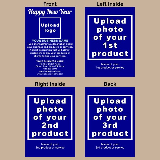 Zakelijk Nieuwjaar blauw gevouwen Wenskaart Kaart