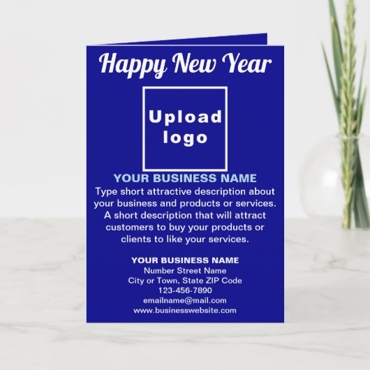 Zakelijk Nieuwjaar blauw gevouwen Wenskaart Kaart (Voorkant)