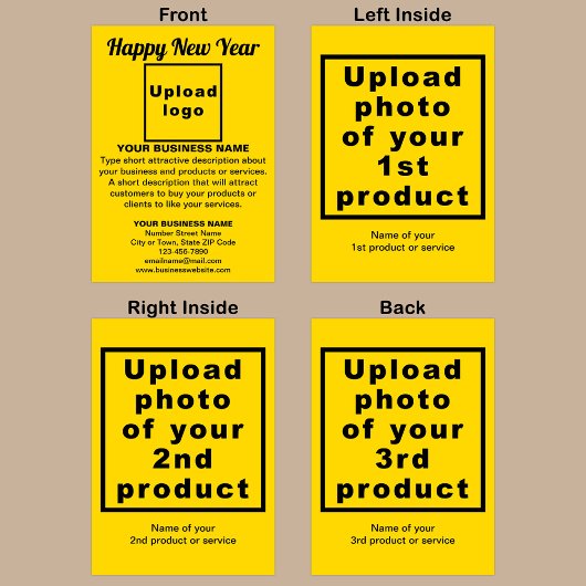 Zakelijk Nieuwjaar Geel Gevouwen Vakantie Kaart