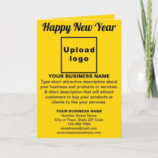 Zakelijk Nieuwjaar Geel Gevouwen Wenskaart Kaart (Voorkant)