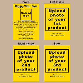 Zakelijk Nieuwjaar Geel Gevouwen Wenskaart Kaart