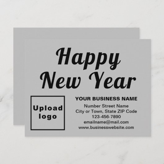 Zakelijk Nieuwjaar Klein Grijs Platte Vakantie Kaa Feestdagenkaart (Voorkant / Achterkant)