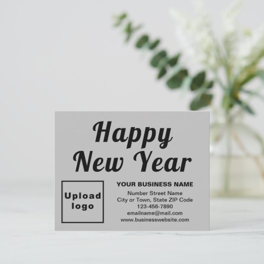 Zakelijk Nieuwjaar Klein Grijs Platte Vakantie Kaa Feestdagenkaart (Staand voorkant)