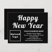 Zakelijk Nieuwjaar Klein Zwart Flat Holiday Kaart (Voorkant / Achterkant)