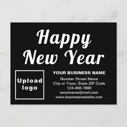 Zakelijk Nieuwjaar Klein Zwart Flat Holiday Kaart (Voorkant)