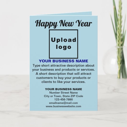 Zakelijk Nieuwjaar Lichtblauw Gevouwen Vakantie Ka Feestdagen Kaart (Voorkant)