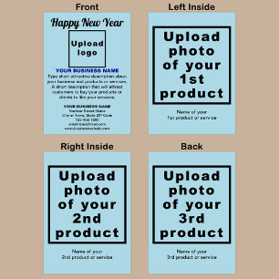 Zakelijk Nieuwjaar Lichtblauw Gevouwen Vakantie Ka Feestdagen Kaart