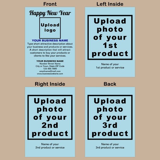 Zakelijk Nieuwjaar Lichtblauw Gevouwen Vakantie Ka Feestdagen Kaart