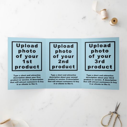 Zakelijk Nieuwjaar Lichtblauw Trifold Kaart (Binnen)