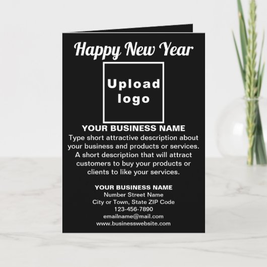 Zakelijk Nieuwjaar Zwart Gevouwen Vakantie Kaart (Voorkant)