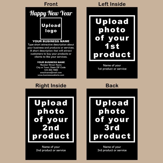 Zakelijk Nieuwjaar Zwart Gevouwen Vakantie Kaart