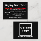 Zakelijk Nieuwjaar Zwart Korting Kaart (Voorkant / Achterkant)