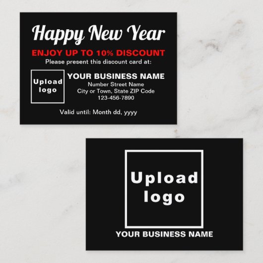 Zakelijk Nieuwjaar Zwart Korting Kaart (Voorkant / Achterkant)