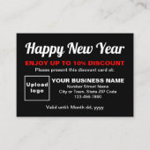 Zakelijk Nieuwjaar Zwart Korting Kaart (Voorkant)