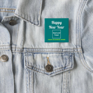 Zakelijk Nieuwjaarsgroet op Teal Groen Vierkant Vierkante Button 5,1 Cm