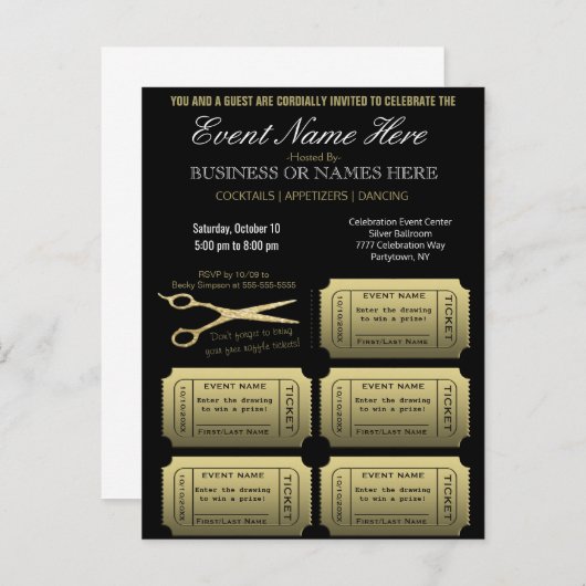 Zakelijk of zakelijk met Raffle Uitnodiging Briefkaart (Voorkant / Achterkant)