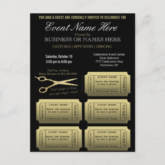 Zakelijk of zakelijk met Raffle Uitnodiging Briefkaart (Voorkant)