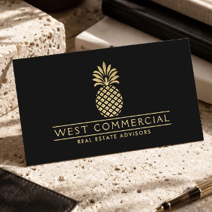 Zakelijk Onroerend Goed Gouden Ananas Luxe Zwart Visitekaartje