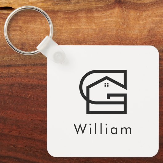 Zakelijk Onroerend Goed Letter G Huis Sleutelhanger (Voorkant)