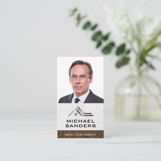 Zakelijk Onroerend Goed | Zakelijke Man met Bril Visitekaartje (Staand voorkant)