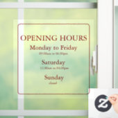 Zakelijk openingsuren bord rood | Raamsticker (Huis)