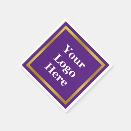 Zakelijk Paarse Wit en Goud Uw Logo Hier Servet (Hoek)