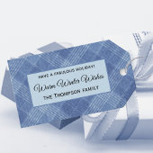 Zakelijk/Persoonlijk Blauw Plaid Winter Thema 10 Cadeaulabel